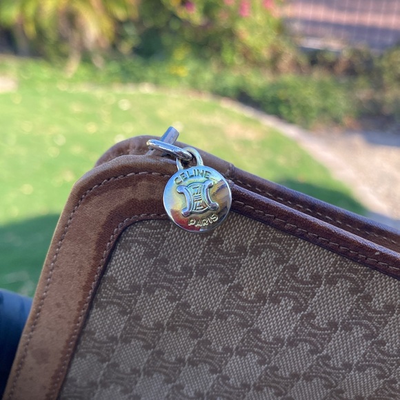 CELINE Clutch Bag Macadam brown coated, canvas monogram, Authentic USED E - Picture 3 of 12